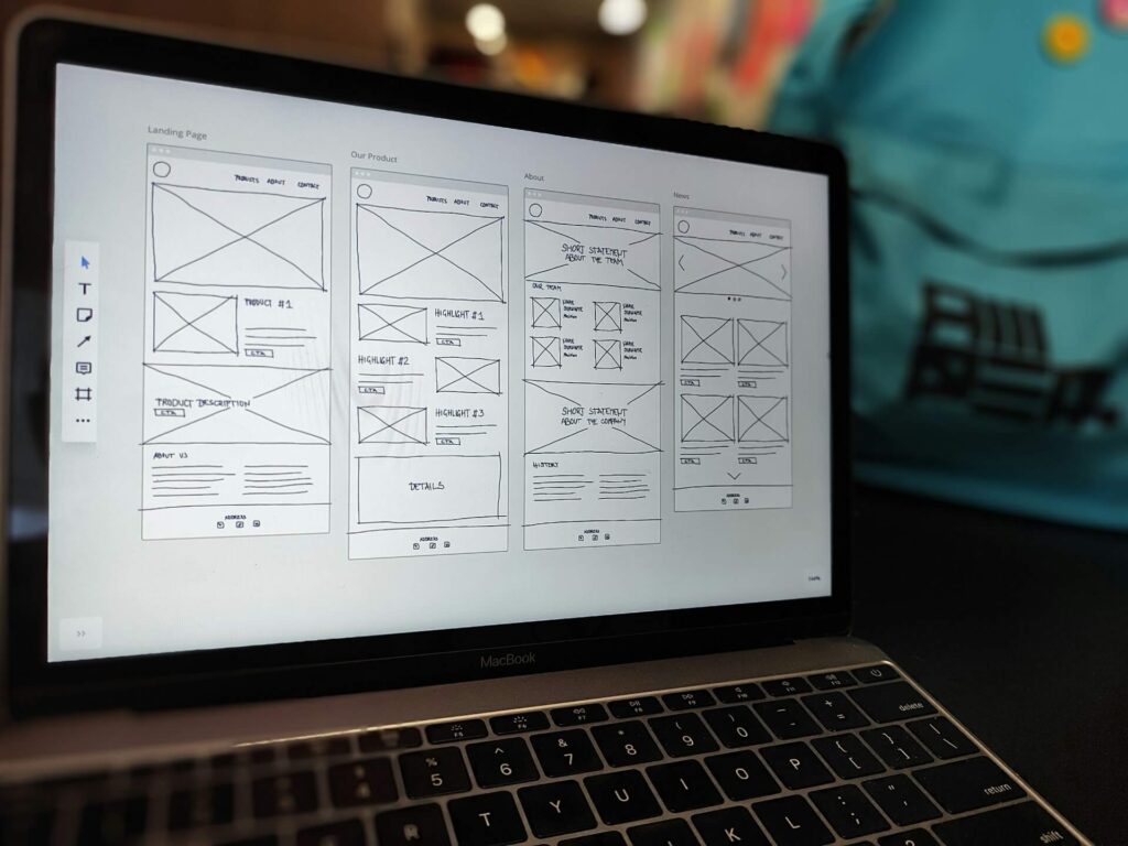 web developer at work on design mockup